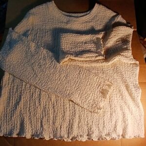 a new day Cream Textured Crop Top